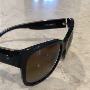 Custom Chanel black and gold sunglasses.